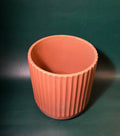 Ribbed Dolomite mocha mousse decorative pot