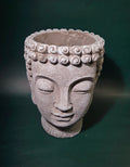 Cement buddha head decorative pot